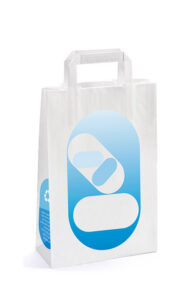 Draagtas papier nr. 5 220x100x280mm met handgreep /blokbodem 70grs