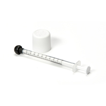 Oraldose MINI met Kinderveilige garantiedop 18mm,
Blockline spuit 1ml en zwarte tipcap