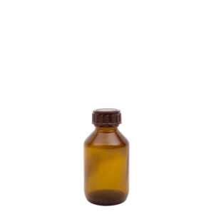 Medicijnfles bruin 100ml 28 mm gedopt