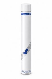 Tube BP alum.zilver/blauw  15g diam.19mm M11schroefhals