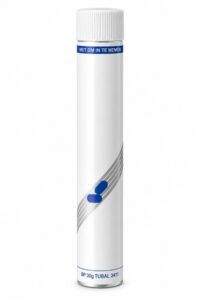Tube BP alum.zilver/blauw  30g diam.25mm M11schroefhals