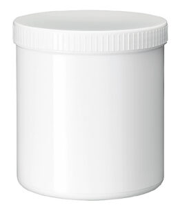 Zalfpot PLASTOBEL wit  GEDOPT  1000ml PP in kartonnen doos