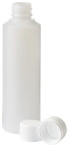 Fles HDPE naturel 250ml met 28 mm schroefmonding, inclusief verzegelbare schroefdop.