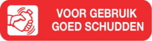 Strooketiket voor gebruik goed schudden 750 per rol formaat 12 x 44 mm