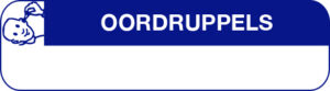 Strooketiket OORDRUPPELS en afbeelding oor 750 p. rol formaat 12 x 44 mm