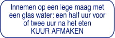 Strooketiket Innemen op een lege maag met een glas water: een half uur voor of twee uur na het eten KUUR AFMAKEN 1.000 per rol
formaat 10 x 30 mm